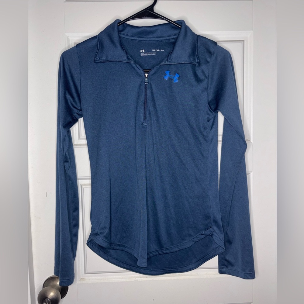 Boys Large Under Armour Blue Long Sleeve Performance Pullover